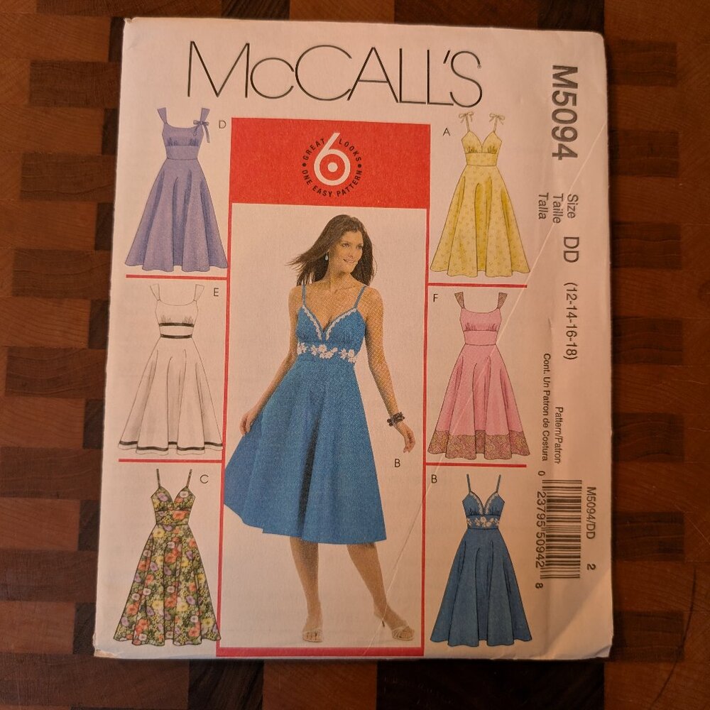 McCall's 5094 - Uncut - Sizes 12-18 - 6 versions of a dress